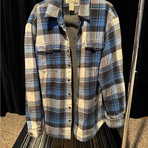 Duluth Trading Co Blue and Black Checkered Flannel Shirt
